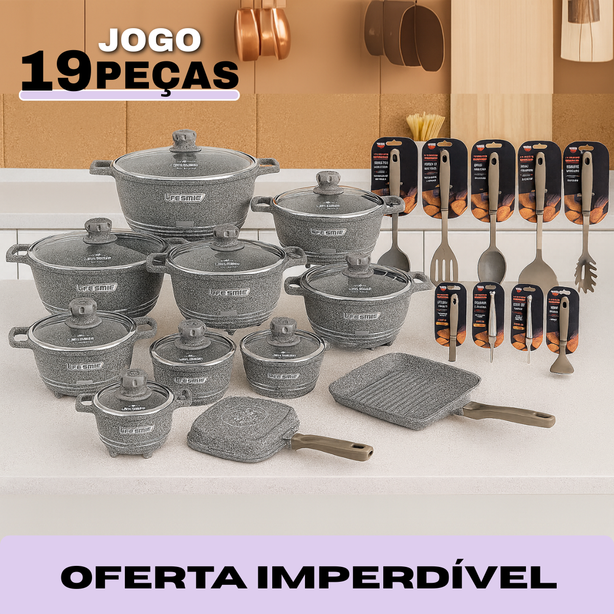 Conjunto De Panelas Cerâmica Antiaderente 19 Peças